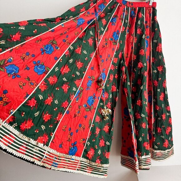 Wide Leg Multicolour Super Wide Leg Palazzo Floral Ethnic Style Pants M - Picture 6 of 12